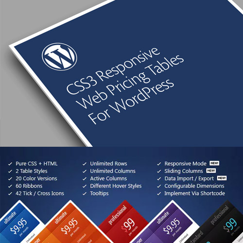 CSS3 Responsive WordPress Compare Pricing Tables 11.4